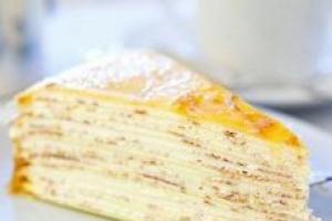Пошаговый рецепт приготовления блинного торта со сгущенкой с фото